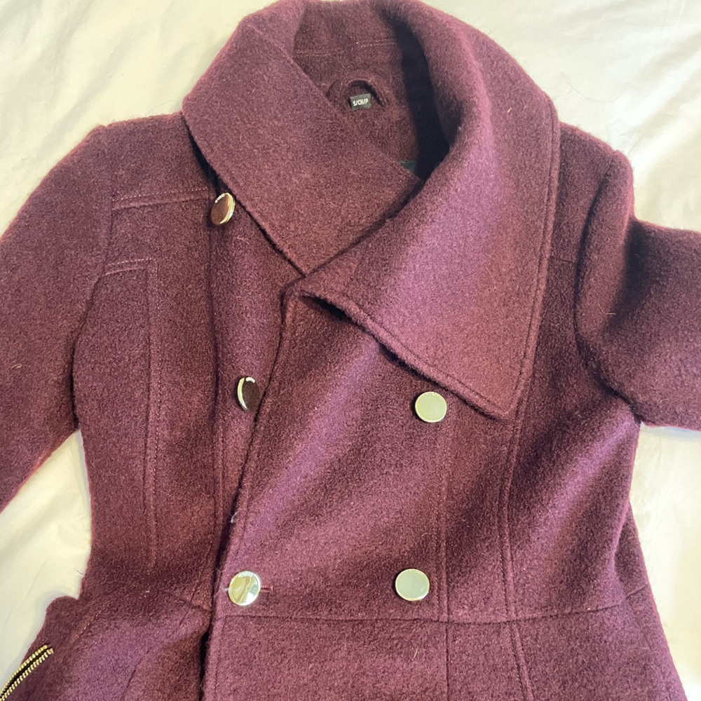 Women’s Maroon Pea Coat - Picture 3 of 4